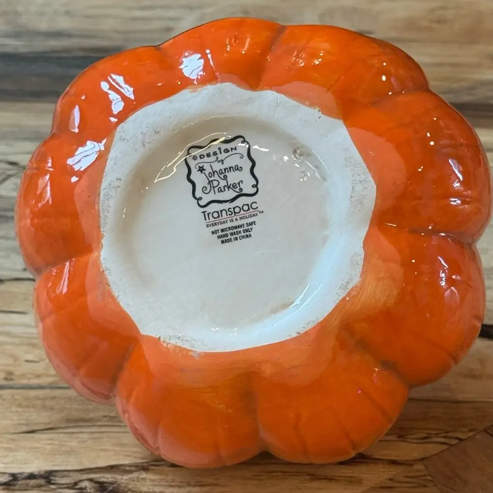 Johanna Parker Halloween Ghost & Jack-o-Lantern Ceramic Treat Bowl Candy Bowl